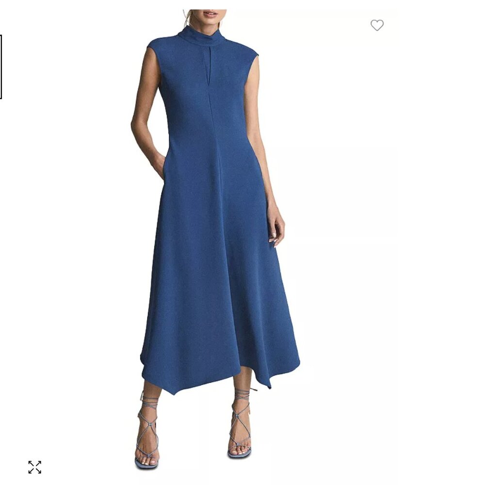 NWT Reiss Open Back Livvy Midi Dress in Blue Size 4